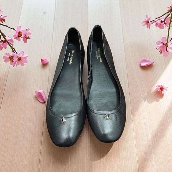 Kate Spade Womens Keaton Ballet Flats Shoes Black Leather Slip On Size 8.5 - Picture 11 of 12